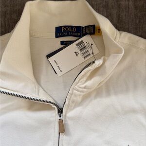 NWT Cream Polo by Ralph Lauren Men's
 quarter Zip-Up Sweater, classic and chic